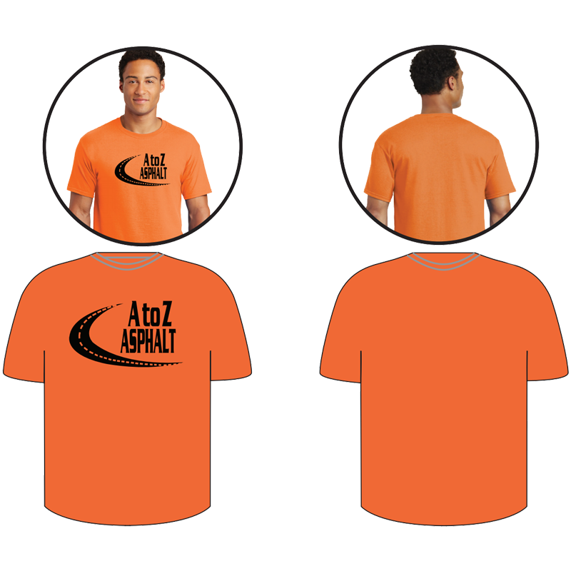 LG  DRI-POWER® COTTON/POLY T-SHIRT- ORANGE  W/ A to Z ASPHALT LOGO (1L - 1C)