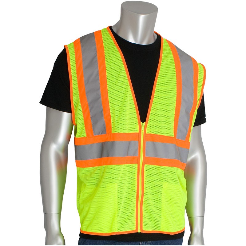 XL  CLASS 2 ECONOMY TWO TONE MESH VEST W/ ZIPPER CLOSURE