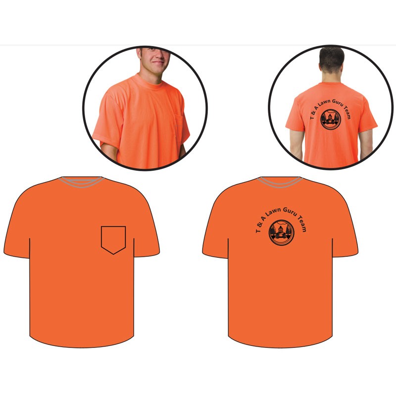 SM  NON ANSI CREW NECK T-SHIRT 1 POCKET - ORANGE  W/ T & A LOGO 1C -1L