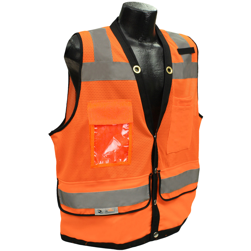 3-XL CLASS 2 ORANGE SURVEYOR SAFETY VEST W/ ZIPPER CLOSURE