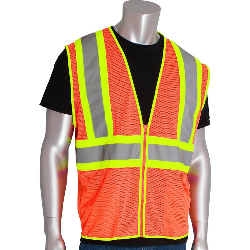 Class 2 Premium Hi-Vis Orange Mesh Safety Vest - Medium