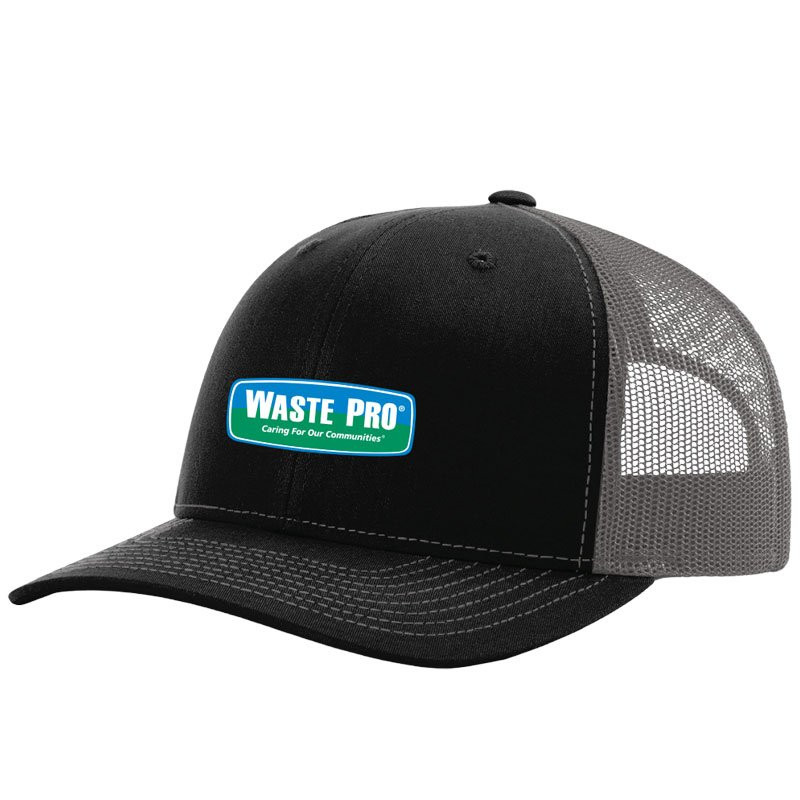 112 TRUCKER CAP - BLACK/CHARCOALW/ WASTE PRO LOGO 3C 1L