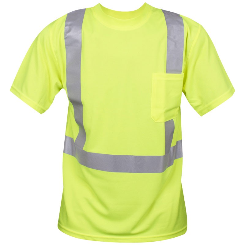  COR-BRITE® Short-Sleeve T-Shirt, Hi-Vis Lime Polyester Mesh, 2" Refective Tape, 2X-Large