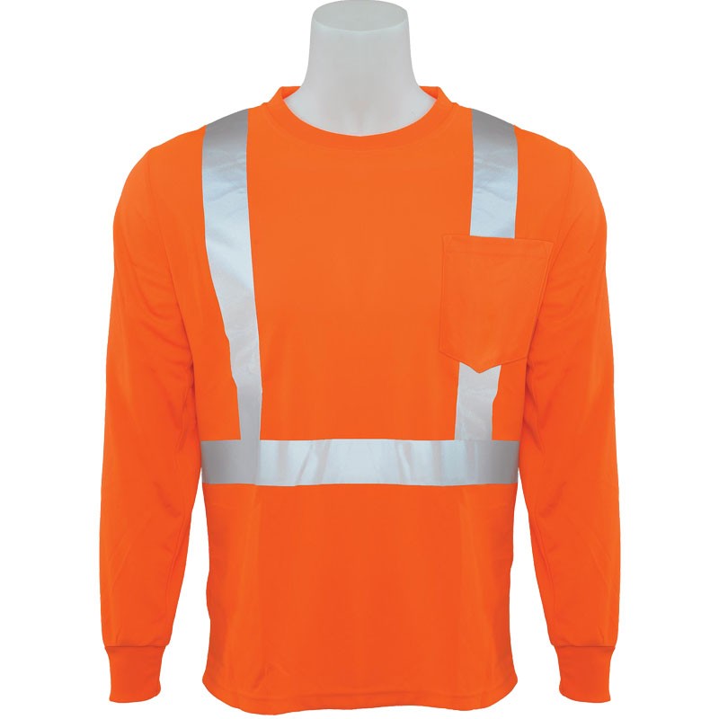 Class 2 Long Sleeve T-Shirt With Refective Tape, Hi-Vis Orange, 5X-Large