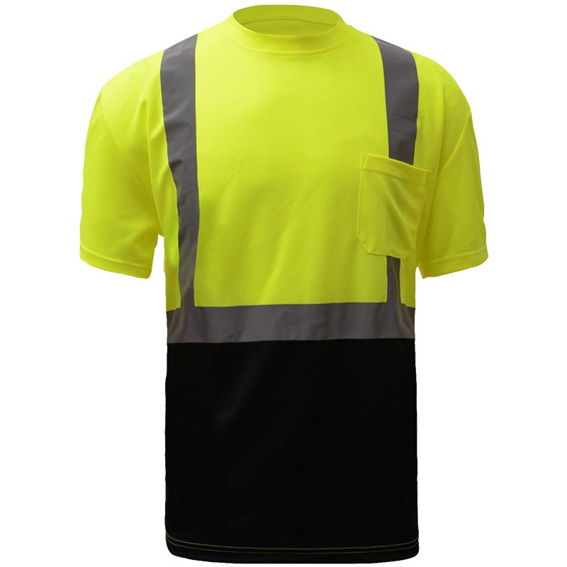 Class 2 Black Bottom T-Shirt, Heat-Transfer Reflective Striping, Hi-Vis Yellow, X-Large