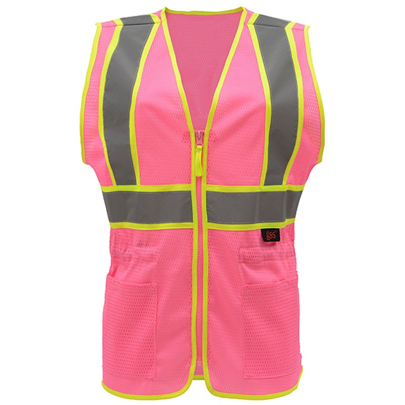Non ANSI Pink Ladies Two Tone Vest, Zipper Front, 4X-Large/5X-Large