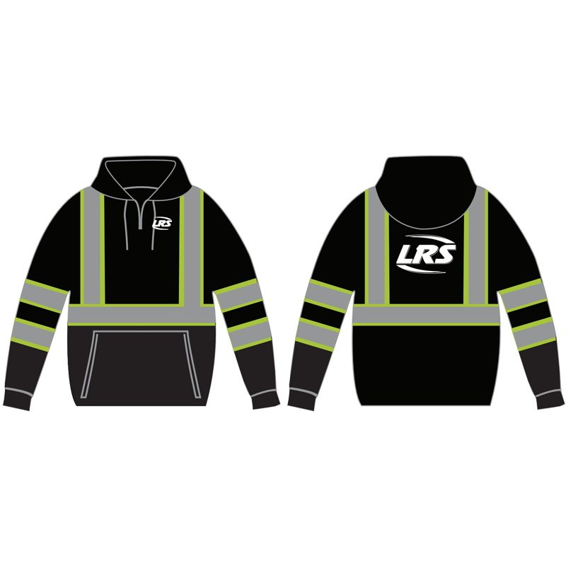 MD NON-ANSI BLACK SWEATSHIRT WITH REFLECTIVE TAPE W/ LAKESHORE RECYCLING SERVICES LOGO 1C 2L