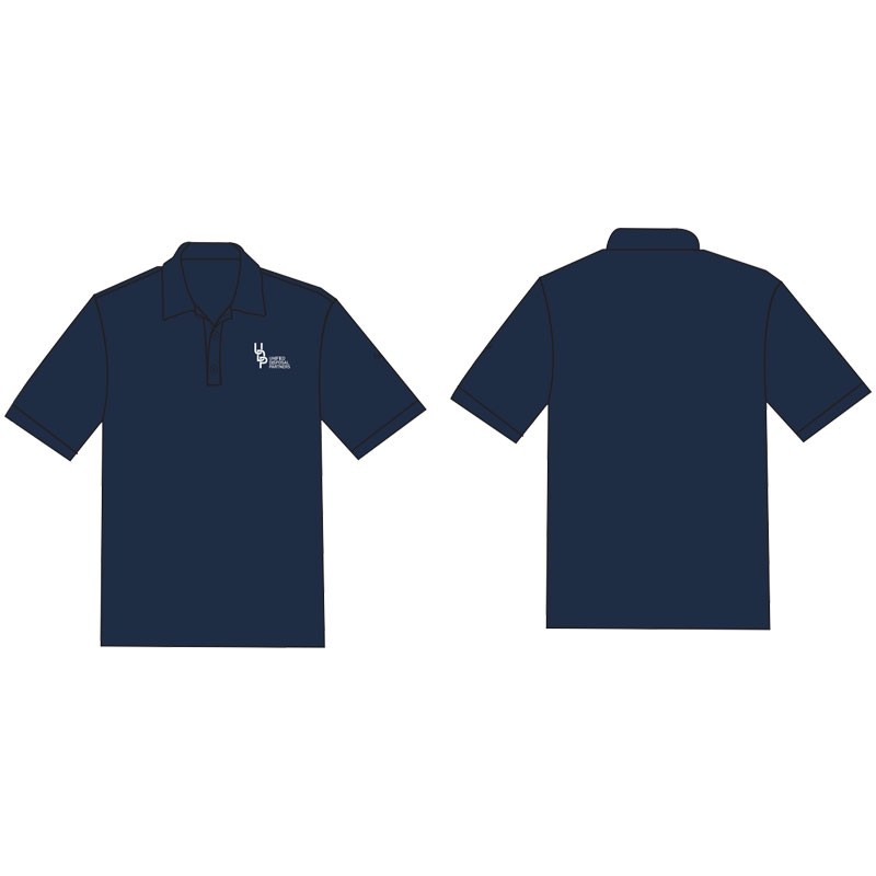 XL NAVY SILK TOUCH POLO SHIRTW/ UNIFIED DISPOSAL PARTNERS LOGO 1C 1L