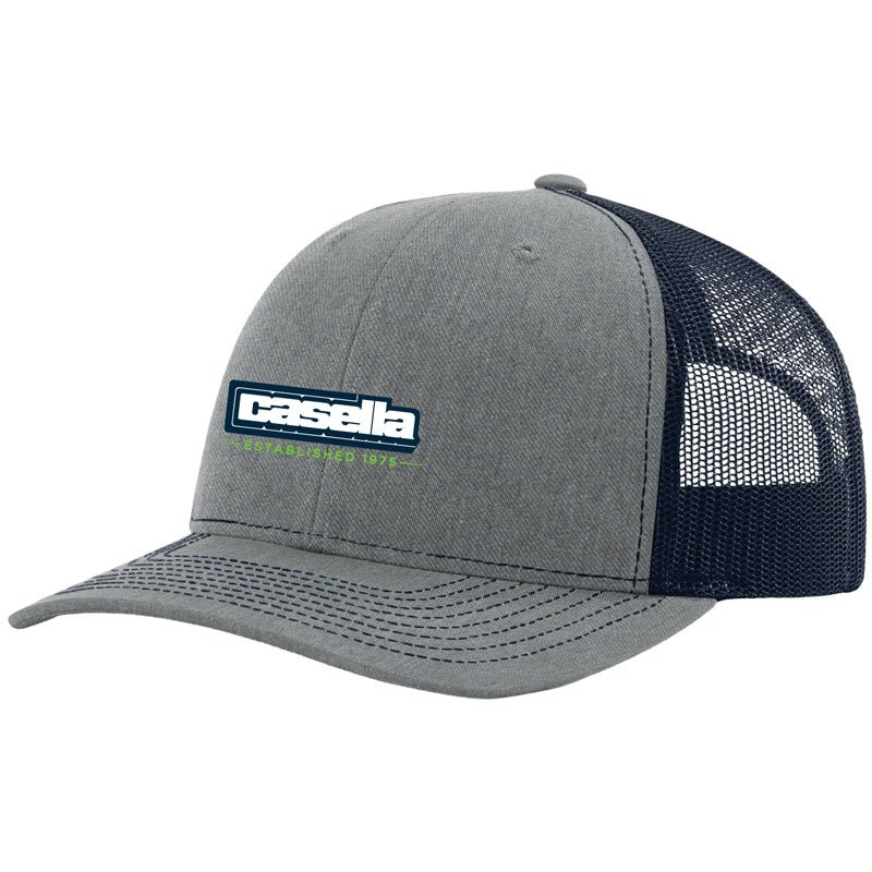 112 TRUCKER CAP - HEATHER GREY/NAVYW/CASELLA CONSTRUCTION LOGO 3C 1L