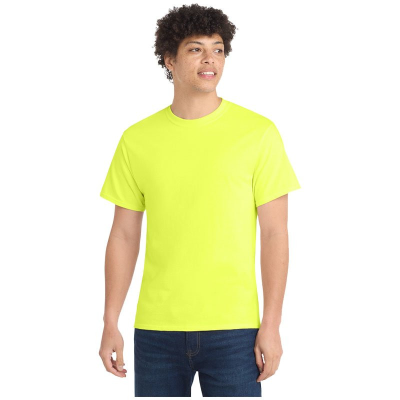 Neon Yellow Short Sleeve Cotton T-Shirt, 2-XL Tall