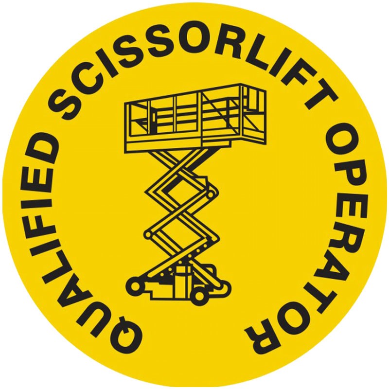 Hard Hat Sticker, Qualified Scissor Lift Operator - (10) Per Pack