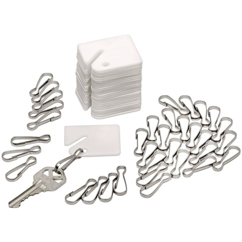 White Plastic Key Tag w/ Metal Snap Hook