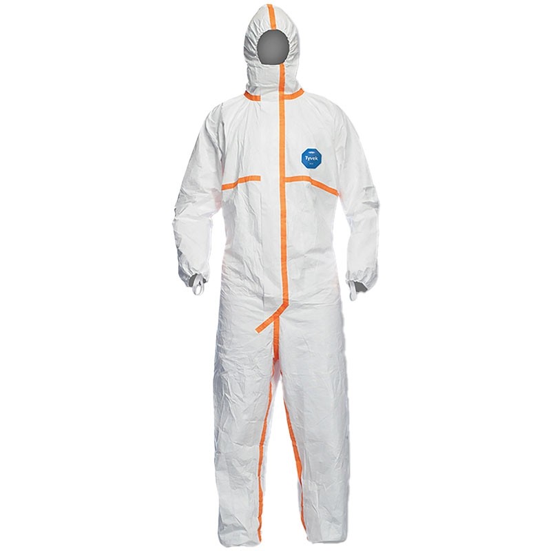 Tyvewk® 800 Tapeds Seam Coveralls, Respirator Fit Attached Hood, Ellastic Wrist & Ankles, Storm Flap, 3-XL