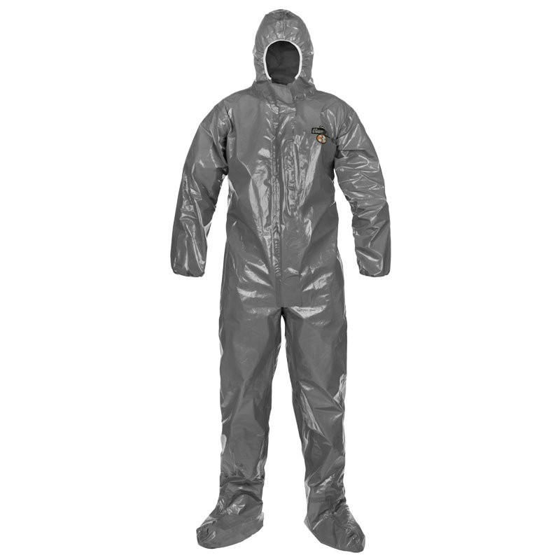 ChemMax® 3 Sealed Seam Coverall - Respirator-Fit Hood, Zipper Closure w/ Storm Flap, Elastic Face, Wrist & Ankles, Attached Boots, 2-XL
