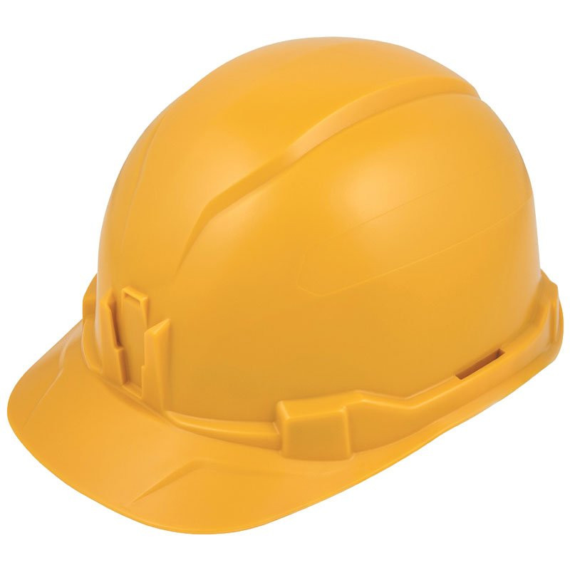Klein Hard Hat, Non-Vented, 4-Point Ratchet Suspension, Yellow