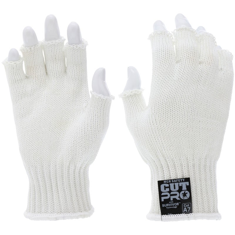 7 Gauge Fingerless Cut Resistant Work Glove light weight and Cool, X-Large
