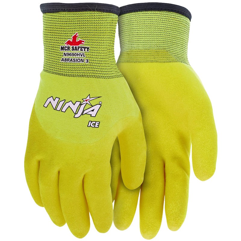 Hi-Vis Ninja® Ice 15 Gauge Lime Nylon with Acrylic Terry Interior Coated w/HPT, Small