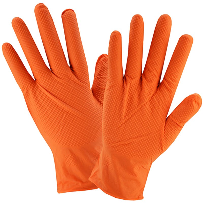 8 Mil Powder Free Orange Nitrile Gloves, 2-XL