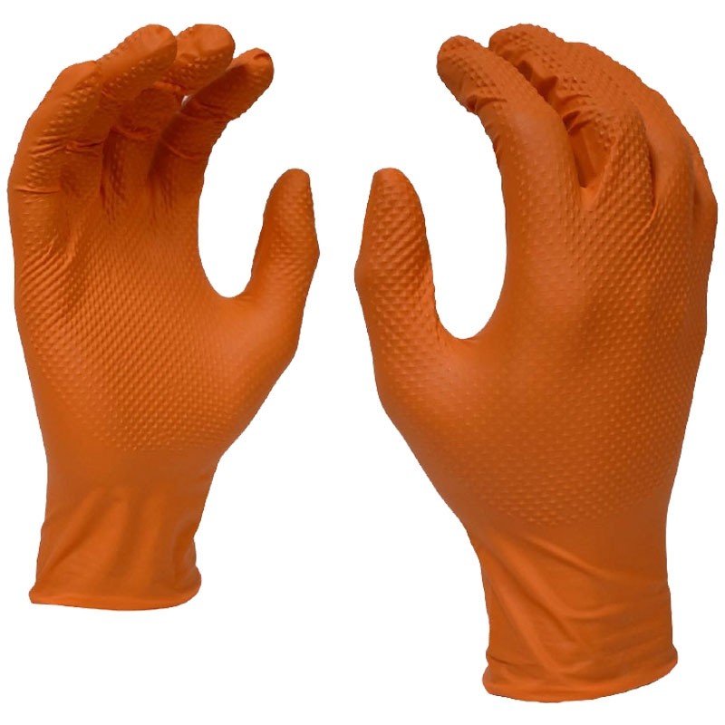 Nitri-cor® 6-Mil Orange Disposable Nitrile Glove, Powder Free, Diamond Embossed Grip, Large