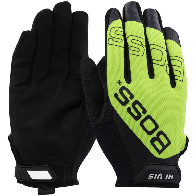 Boss® Hi-Vis Mechanics Glove, Synthetic Leather Palm, Reinforced Thumb Crotch & Fingertips, Touchscreen Compatible, X-Large