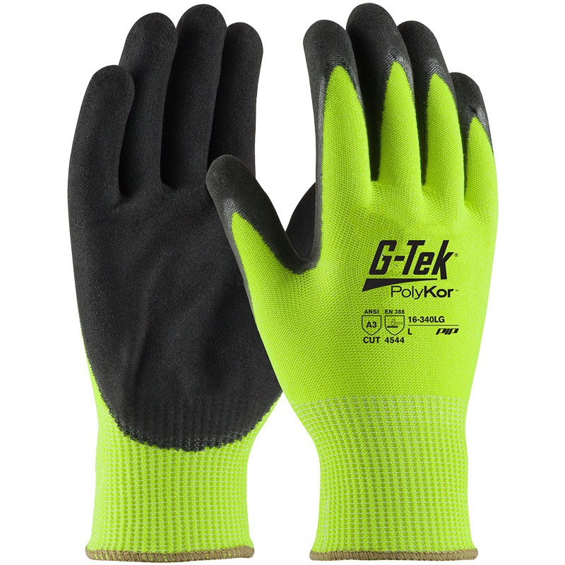 Hi-Vis Polykor™ Blend Glove, Nitrile Coated MicroSurface Grip, Medium