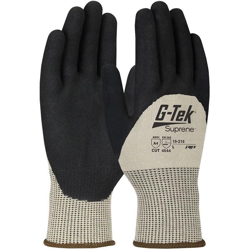 Tan Suprene™ Glove, 3/4 Coverage Black Nitrile Microsurface Grip, X-Large