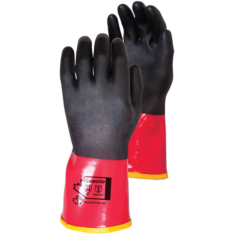 Chemstop™ Kevlar Lined PVC Chemical Glove, Full Nitrile Coating, Large