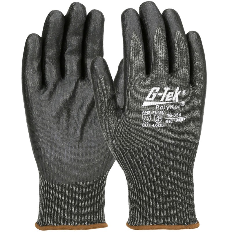 G-Tek® PolyKor® Blended Glove with Nitrile Coated Foam Grip on Palm & Fingers, Large