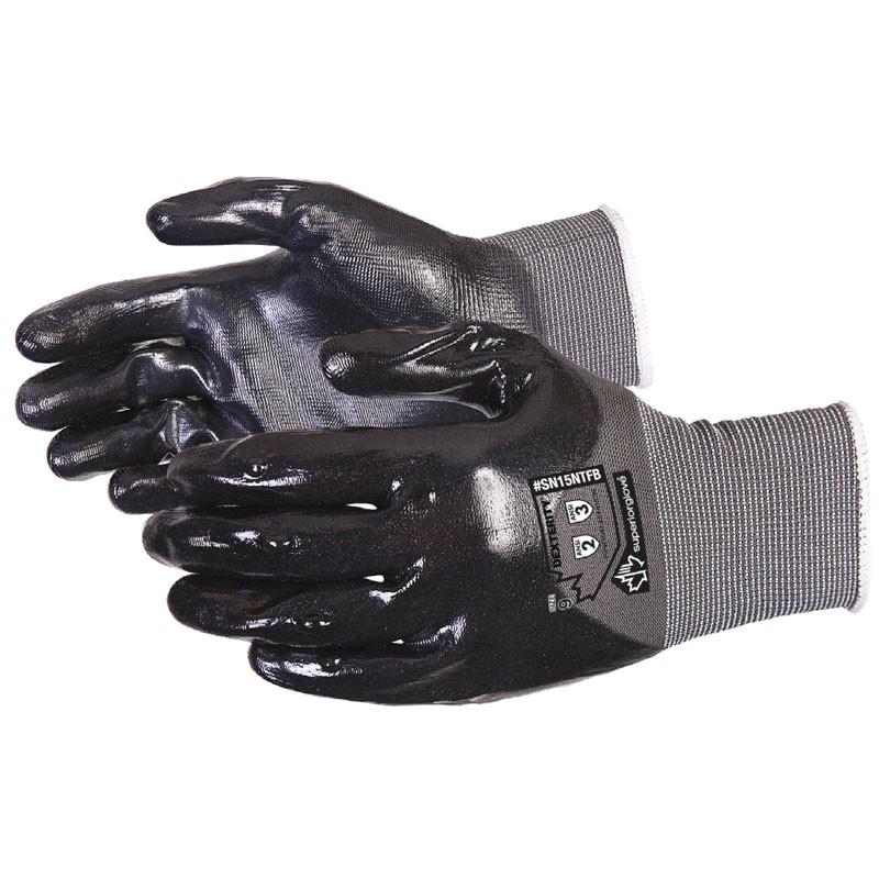 15NTFB-MD NYLON GLOVE W/ FULLNITRILE DIP, MEDIUM
