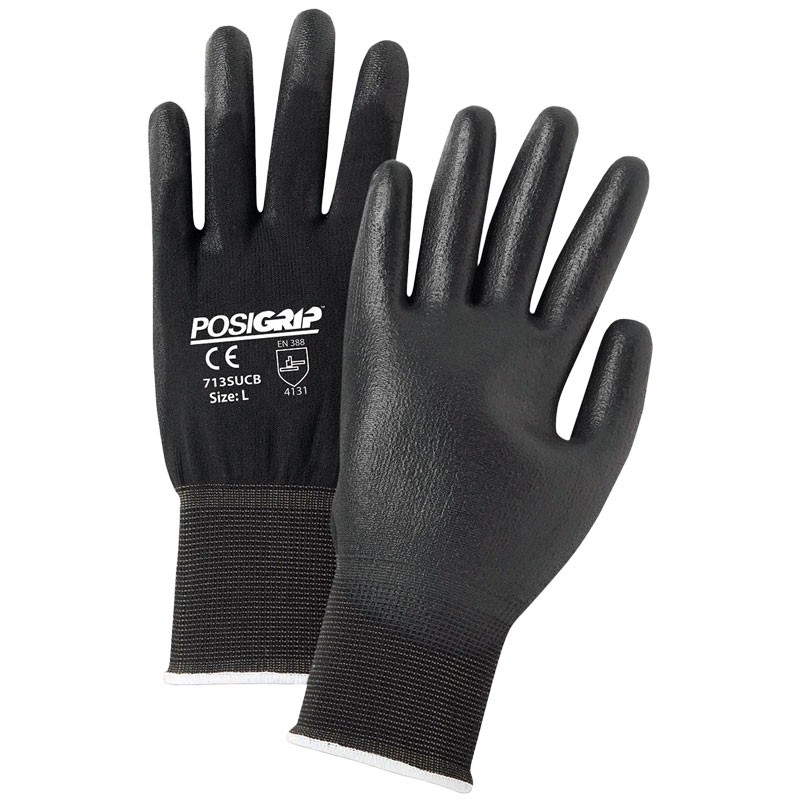 Black Seamless Knit Nylon Ploy Coated Glove, 2X-Large