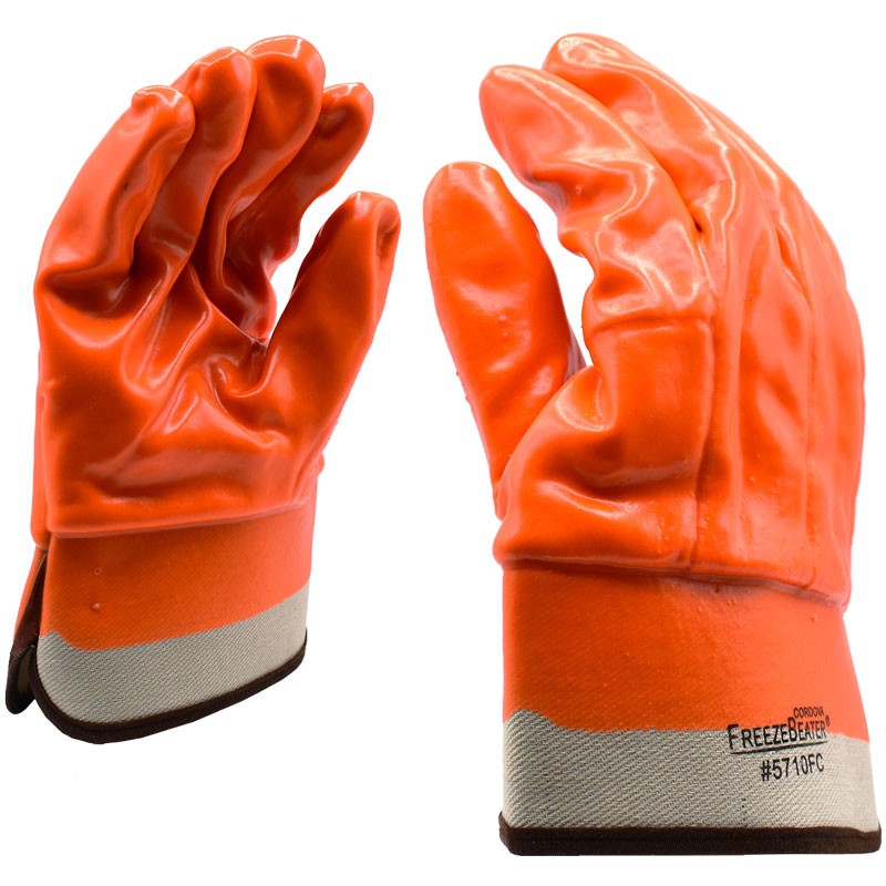 Hi-Vis Orange, Double Dipped, Foam Insulated PVC, Textured Finish, Safefty Cuff