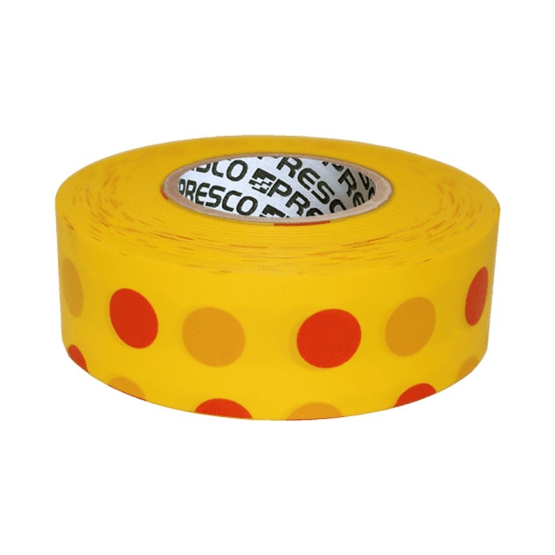 1-3/16" x 100yds Yellow/Red Polka Dot Flagging Tape