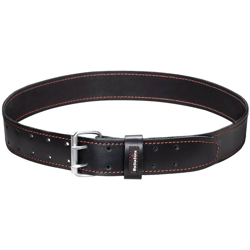 2" Wide Leather Work Belt with Steel Double-Tongue Roller Buckle, Waist Size 29"- 46"