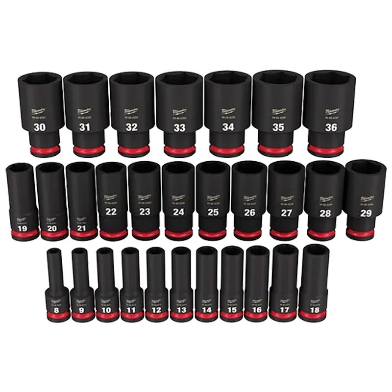 MILWAUKEE 29PCSHOCKWAVE Impact Duty™ 1/2" Drive Metric Deep 6 Point Socket Set