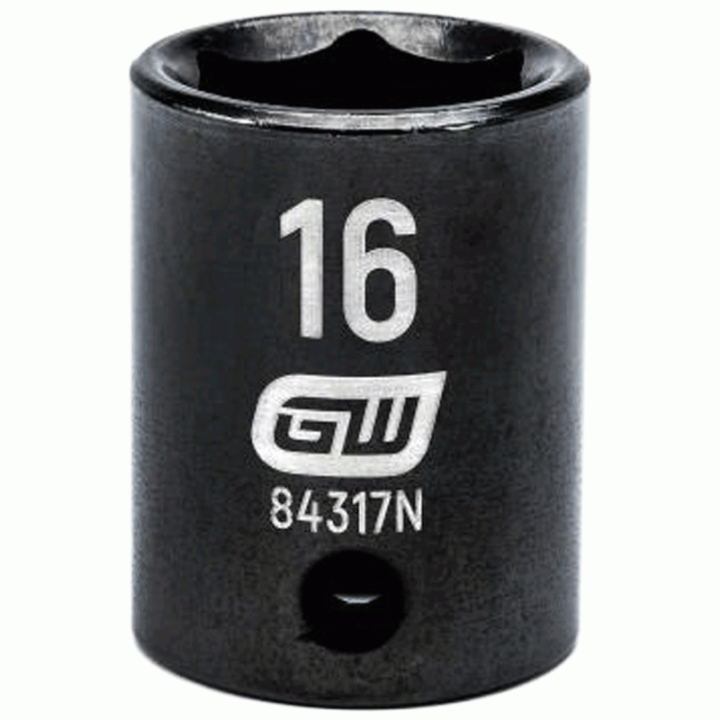16MM x 3/8" Drive 6-Point Standard Impact Socket