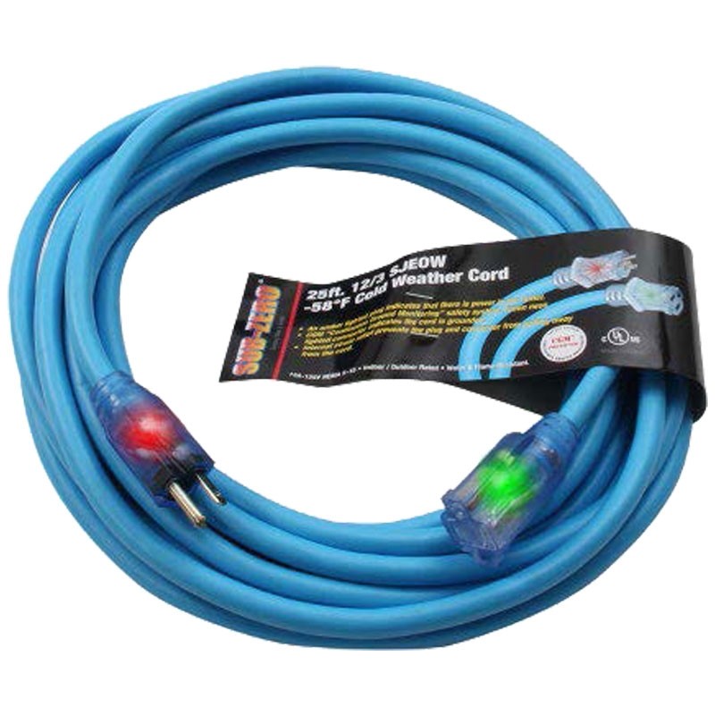 Sub Zero® 12/3 Cold Weather Extension Cord w/ Lighted Ends, 50'