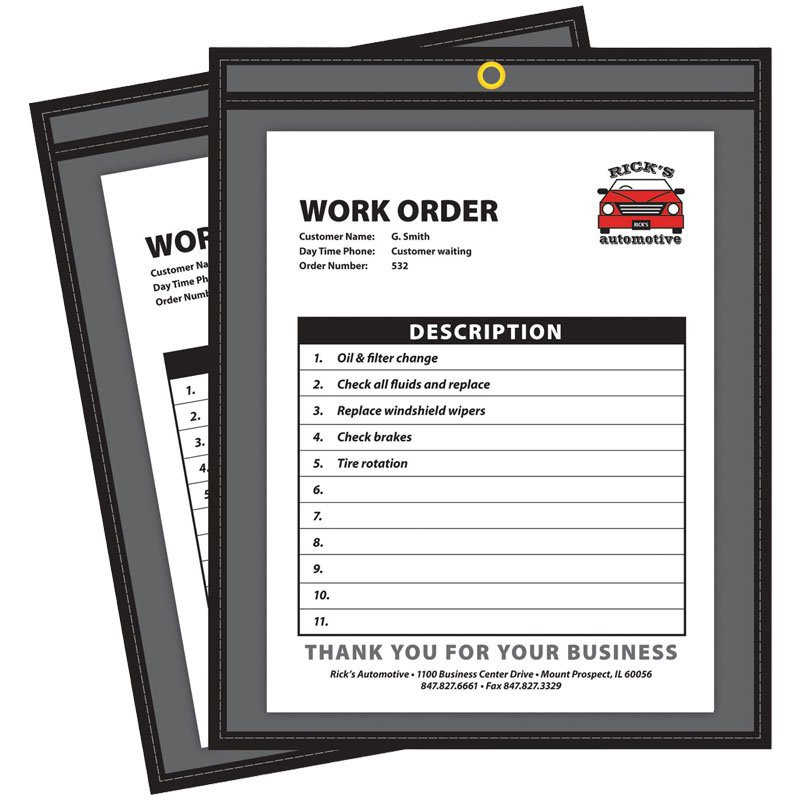 9" x 12" Clear Shop Ticket Holder w/Black Pressboard Back