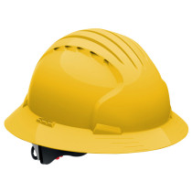JSP® Non-Vented Full Brim Wheel Ratchet Hard Hat, Yellow