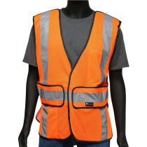 Class 2 5 Point Break-Away Safety Vest, w/ X-Back Reflective, Orange, Adjustable-Fit, Universal Size