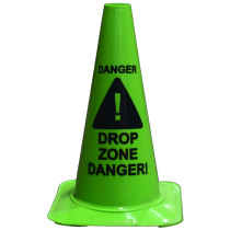 Lime Green Danger Drop Zone Safety Cone, 18"
