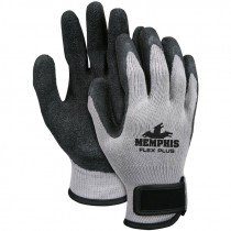 10 Gauge Gray Cotton/Poly Mechanics Glove, Black Latex Coated Palm, Small