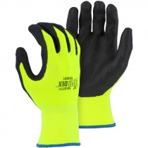 Hi-Vis Yellow Nylon Glove, Nitrile Foam Grip, Small