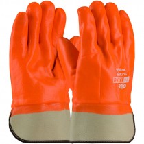 Insulated Jersey Glove, Fully Dipped Hi-Vis Orange PVC Coat, Smooth Finish, Safety Cuff, Universal Size