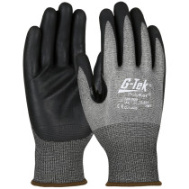 #854 18 Gauge Gray Poly Blend Glove, Black Nitrile Foam Grip, TouchScreen Compatible, X-Large
