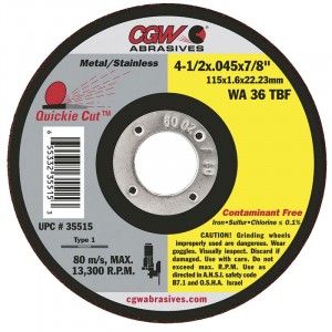 4 1/2 X .045 X 7/8 WA36 T1 RIGID A/O CONTAMINANT FREE CUT OFF WHEEL