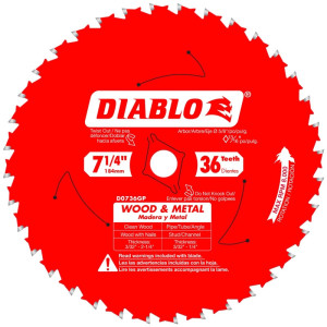 Diablo 7-1/4" x 5/8" x 36T Carbide Circular Saw Blade