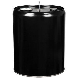 5 Gallon Black Tight Head Steel Pail w/2" & 3/4" Fittings