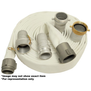 2" x 50' Double Jacketed Mill Hose w/ Aluminum C & E Shank Camlocks, White