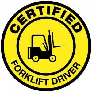 Hard Hat Sticker, Certified Forklift Driver, Yellow, 10/Pack