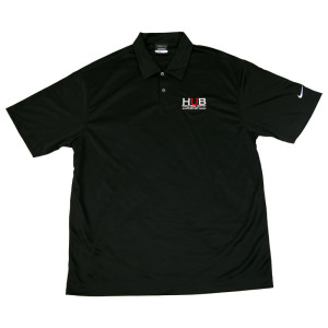 Nike Golf Dri-FIT Black Polo with Embroidered HUB Logo, Medium